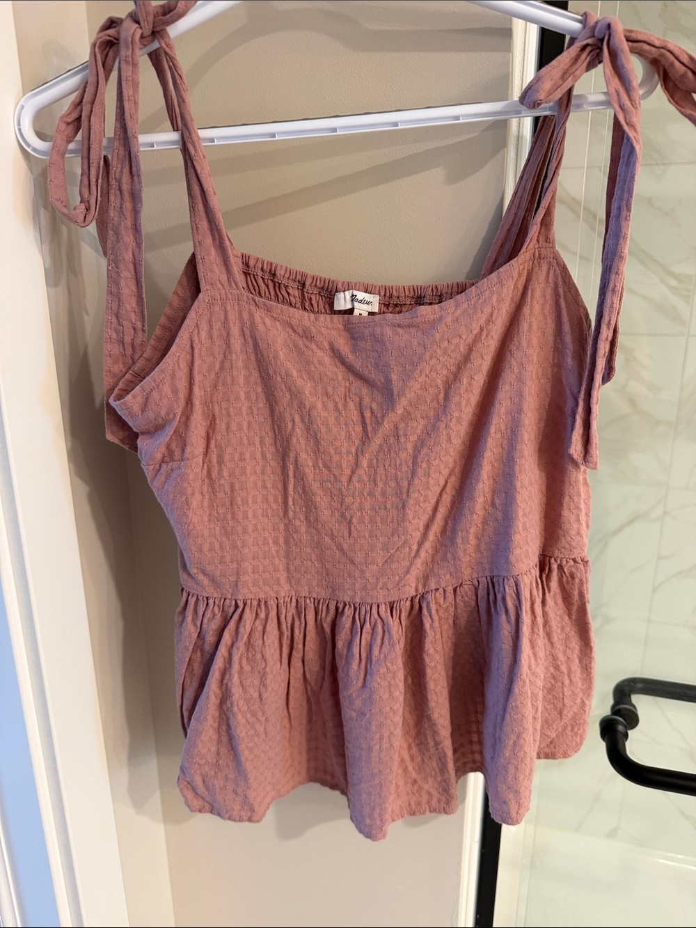 Madewell Mauve Tie-Shoulder Peplum Camisole